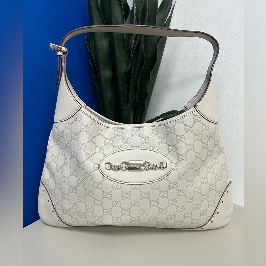 Gucci Cream Monogram Hobo Bag
